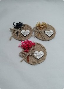 25 Li Süslü İsme özel ahşap kalp yuvarlak Magnet (Söz, Nişan, Nikah, Şekeri)