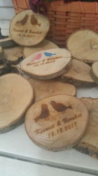 Lazer Baskılı, Kişiye özel 6-8 cm çap Doğal Ahşap Ağaç