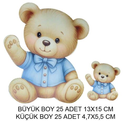 DEKORATİF SÜS İKİ BOY RETRO AYICIK SET:25 ADET