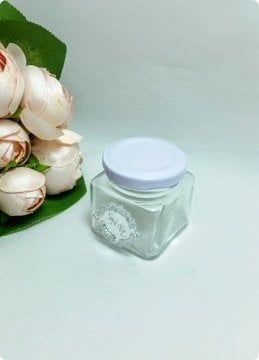 100 Lü Kare Cam Kavanoz Beyaz Kapak
