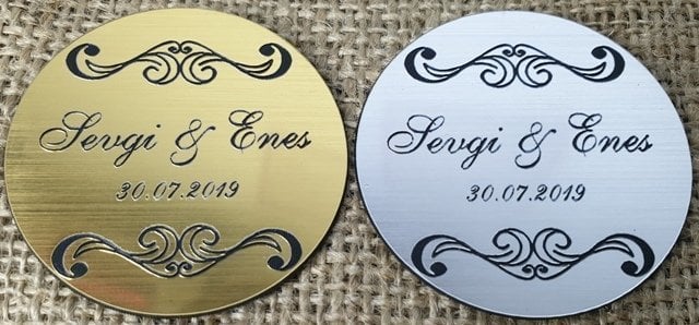 Metal görünümlü desenli yuvarlak pleksi (5*5 cm)