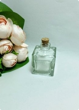 50 Li Mantar tıpalı Kare bambu Cam Şişe