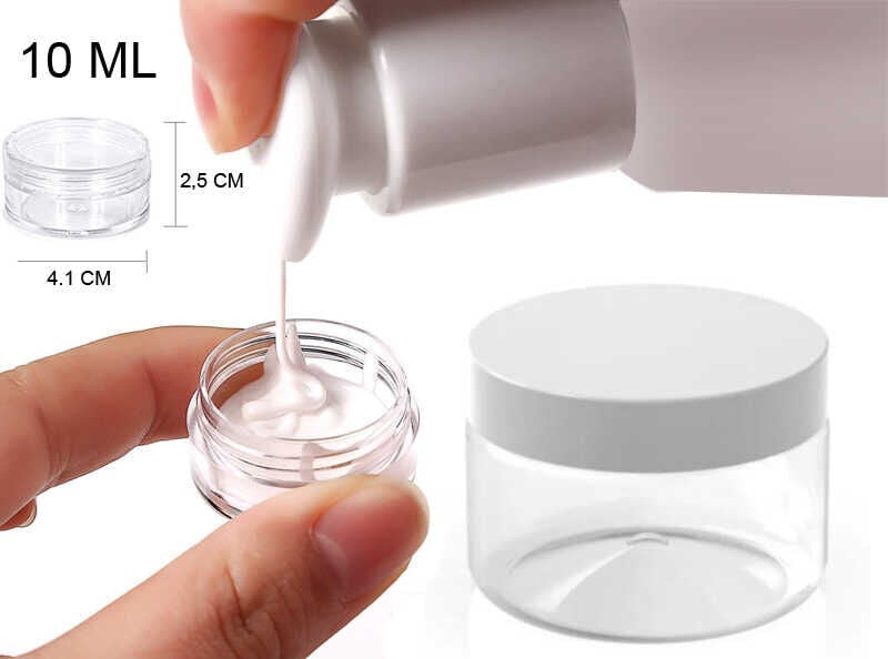 5 ml & 10 ml beyaz kapak mika krem kutusu kavanoz