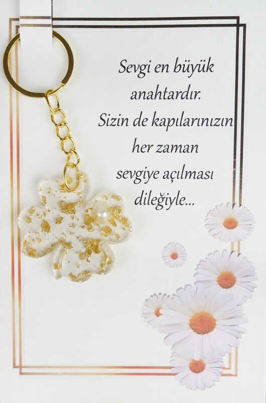 25 Lİ EPOKSİ ANAHTARLIK KARTLI YONCA ALTIN