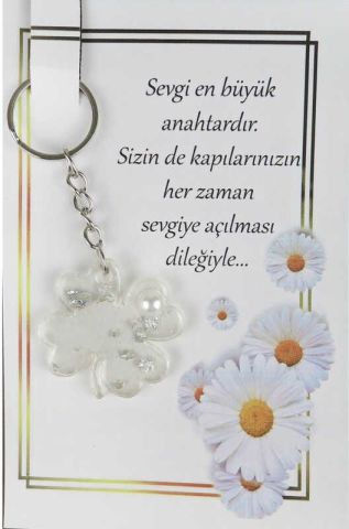 25 Lİ EPOKSİ ANAHTARLIK KARTLI YONCA GÜMÜŞ