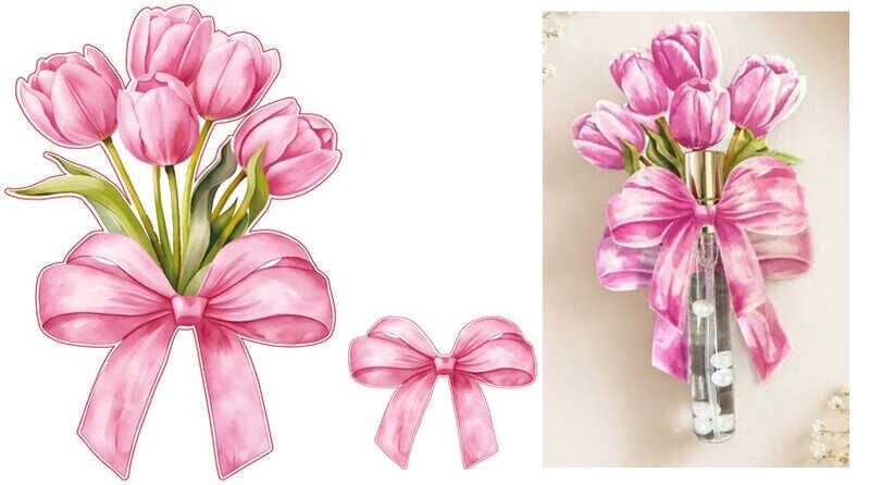 DEKORATİF SÜS İKİ BOY LALE FİYONK PEMBE SET:25ADET