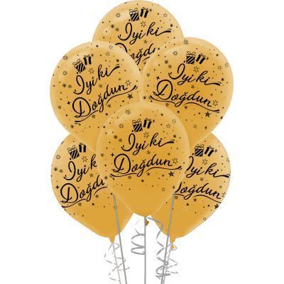 100 lü İyiki Doğdun Baskılı Metalik Balon