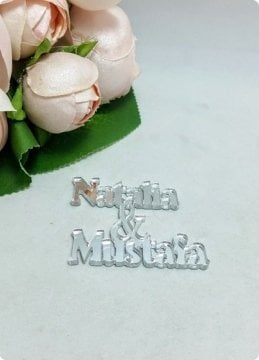 Gelin Damat İsim Yazılı Pleksi Ayna Nişan, Nikah Şekeri Etiket