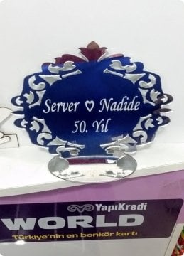 Desenli Pleksi Ayna İsimlik (Söz,Nişan,Nikah Masası)