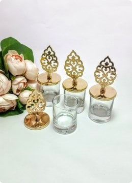 24 lü Metalize Pvc Tuğra Tepelikli İçi Boş Şekerlik / Bardak Mumluk