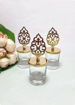 24 lü Metalize Pvc Tuğra Tepelikli İçi Boş Şekerlik / Bardak Mumluk