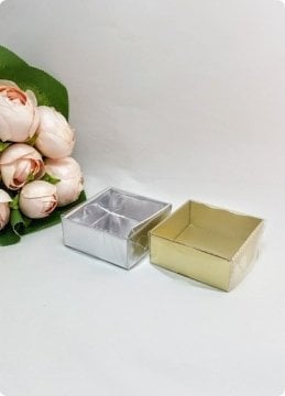 50 li 6x6x3 cm Altı Karton, Üstü Asetat/Şeffaf Kapaklı Kutu