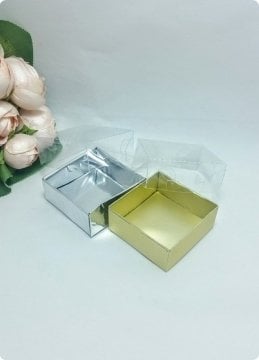 50 li 6x6x3 cm Altı Karton, Üstü Asetat/Şeffaf Kapaklı Kutu