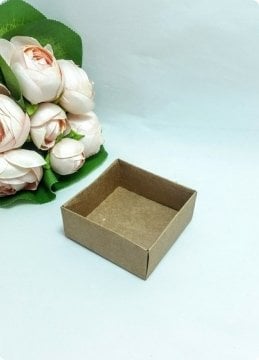 50 li 6x6x3 cm Kraft Altı Karton, Üstü Asetat/Şeffaf Kapaklı Kutu