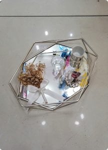 Buket çiçek süslü prizma model söz, nişan yüzük tepsisi / damat kahvesi