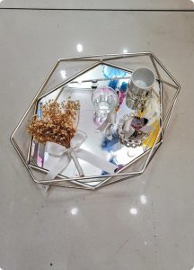 Buket çiçek süslü prizma model söz, nişan yüzük tepsisi / damat kahvesi