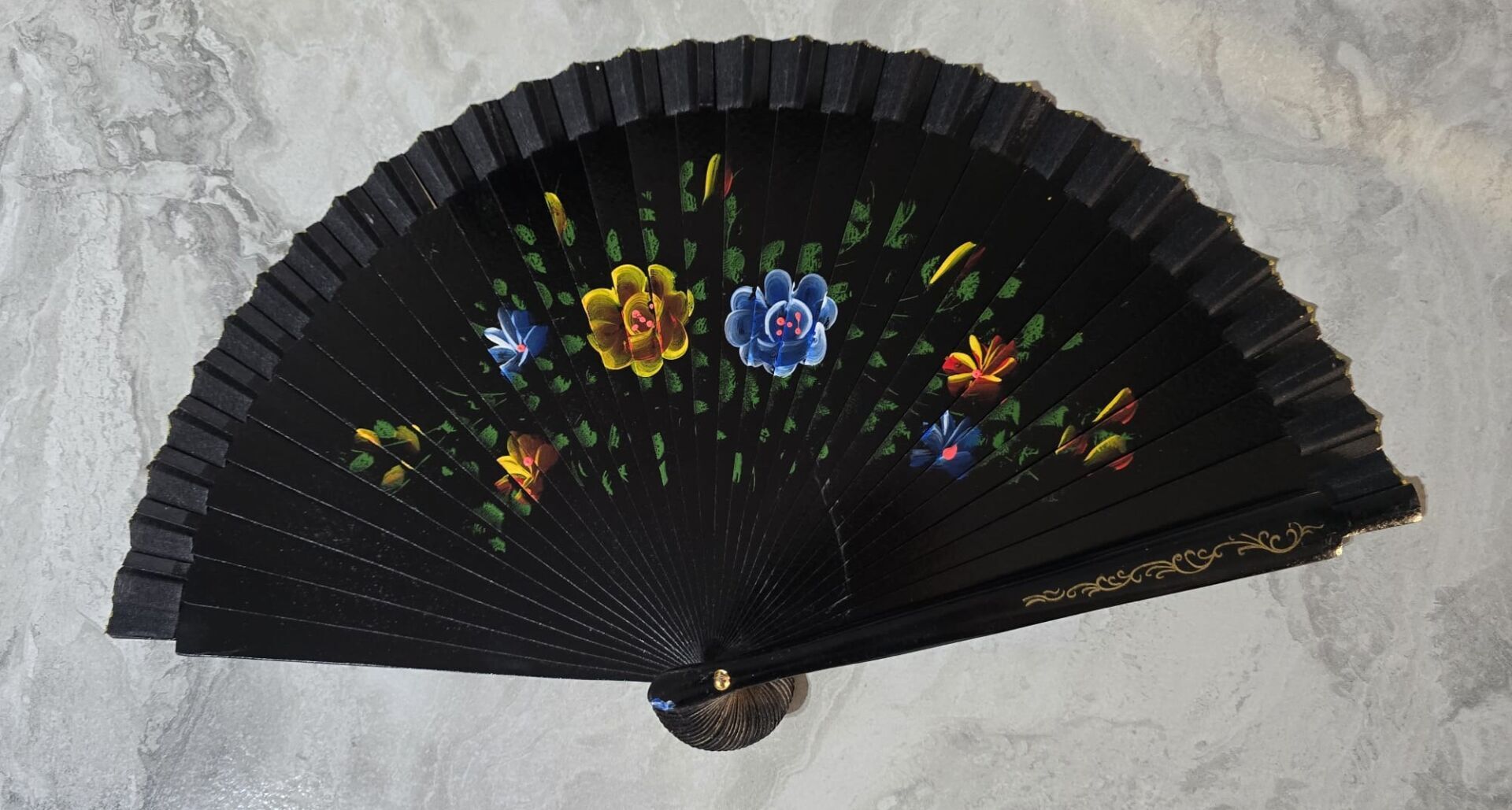 12 Lİ Bambu Çift Taraflı Siyah Yelpaze