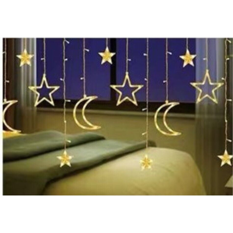 12 Saçaklı Ay Yıldız Perde Led Gün Işığı MZ-16-10