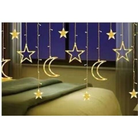 12 Saçaklı Ay Yıldız Perde Led Gün Işığı MZ-16-10