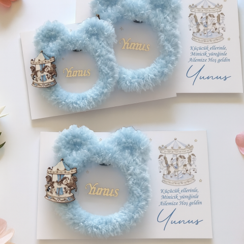 20 Li Kartlı kulaklı tüylü bebek hediyelik