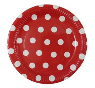 8 Li Puantiyeli Kırmızı Karton Tabak