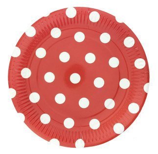 8 Lİ TABAK KARTON KIRMIZI PUANTİYELİ 23cm