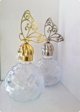 12 Adet Metalize Pvc Kelebek Kavuk Cam Top Kolonya Şişesi