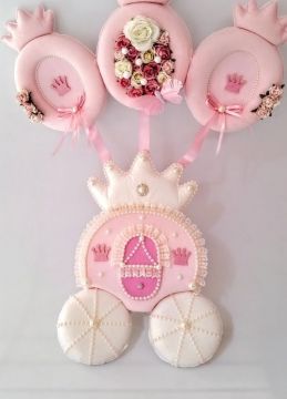 Bebek odası kapı süsü ; Balkabağı Araba