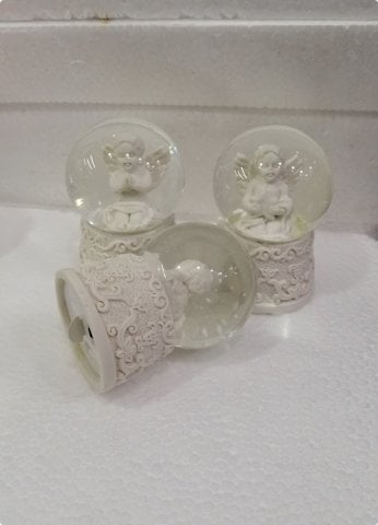 12 Li Işıklı Melek Sulu Cam Küre