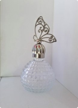 12 li Kelebek Metal Tepelikli Kristalize Top Cam Kolonya Şişesi