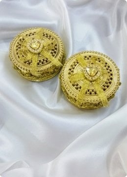 48 Li Süslü İşlemeli Yuvarlak  Pvc Kutu