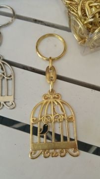 Kuş Kafes/i/te Anahtarlık ( AltınRenk ) 25 li