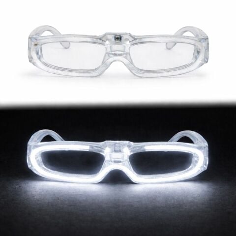 Beyaz LED Işıklı Parti Gözlüğü 3 Modlu – Glow & Gece Eğlence Gözlüğü