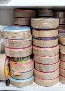 2,5 cm Kenarı Şeritli Çuval / Jüt Kurdela ( 10 metre)