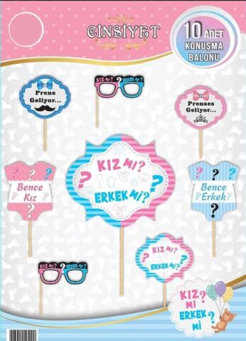 KONUŞMA BALONU CİNSİYET BELİRLEME 10 LU SET PK:10