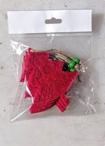 5 Li Keçe Çam Ağacı Kırmızı Simli Ve Boncuklu Yılbaşı Ağacı Süsü