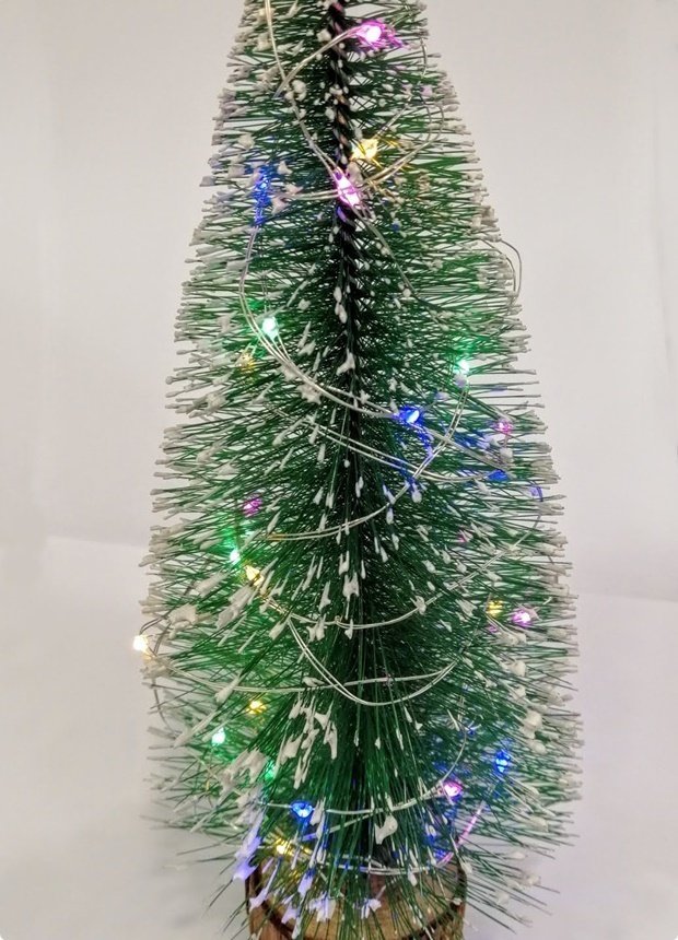 25 cm Led Işıklı Mini Masaüstü Karlı Yılbaşı Çam Ağacı