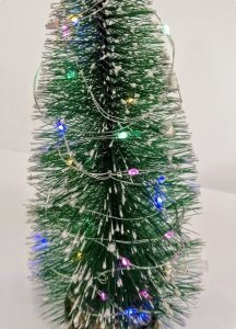 25 cm Led Işıklı Mini Masaüstü Karlı Yılbaşı Çam Ağacı