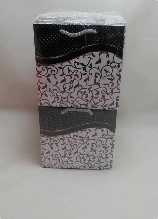 50'li 11x11 Cm Dalgalı Sarmaşık Desen Karton Çanta Poşet