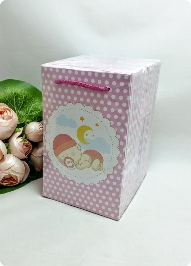 25 Li Toptan Bebekli Karton Çanta 11x17 Cm