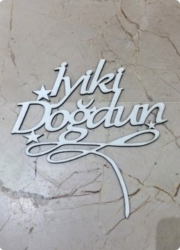 20x25 Cm Ahşap İyiki Doğdun Yazısı (Pasta Süsü)