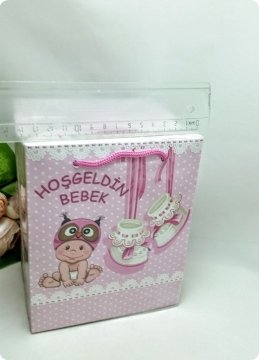 25 Li Hediyelik Bebek Patikli Karton Çanta - Poşet 14x17 Cm