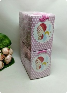 50 Li Yatan Bebek Mini Karton Çanta/Poşet  8x11 Cm