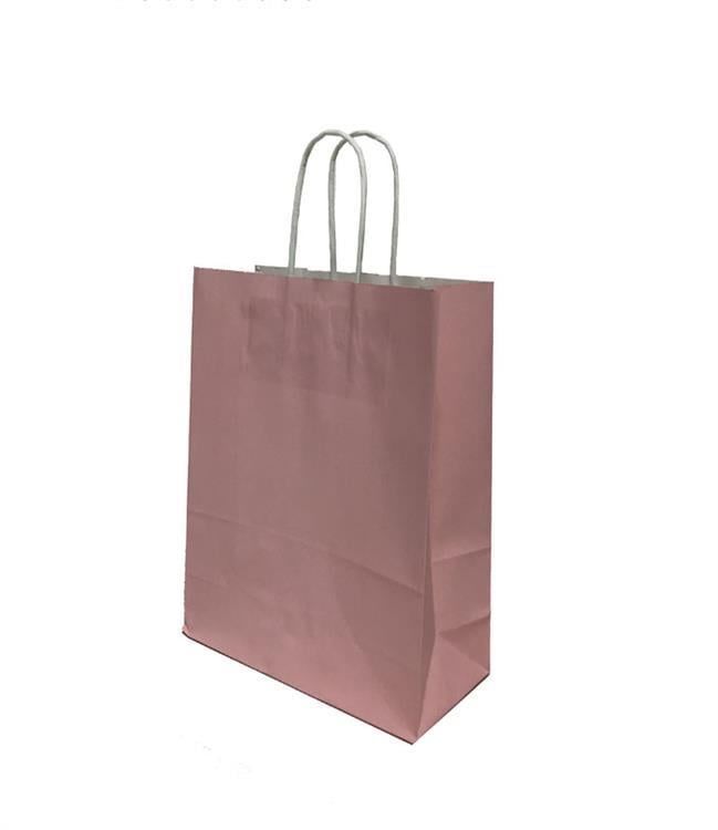 25 Li 18x24 cm Düz Pembe Kağıt Çanta-Poşet
