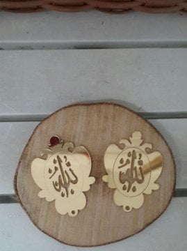 3.5 * 5 cm Kendinden Yapıskanlı Nar Form Allah Lafzı Akrilik Pleksi Ayna Süssüz