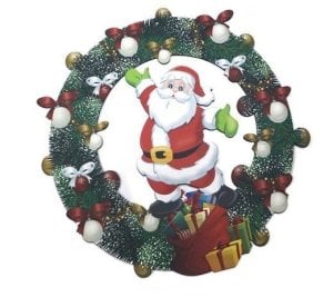 40 Cm Noel Babalı Yuvarlak Yılbaşı Çelengi