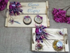 Kulplu ahşap nişan Tepsi / Damat kahvesi tepsi