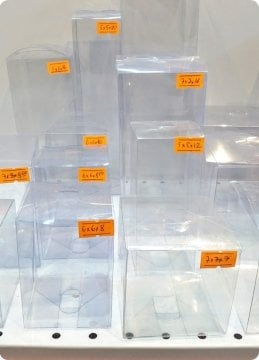 50'Li ( ? x ? x ? Cm/h (3 cm & 5 cm Hariç) ) Özel Boyutlar Katlanmamış Full Asetat Kutu
