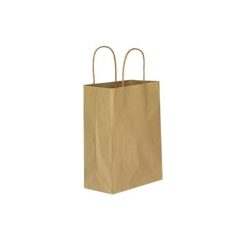 25 Li 11x16 cm Büküm Saplı Düz Naturel Kraft Kağıt Çanta-Poşet