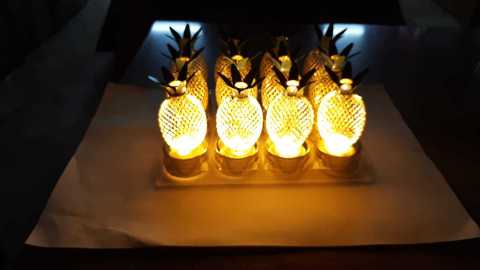 12 Li LED Ananas Lamba  Alt Kısmı Gold renk